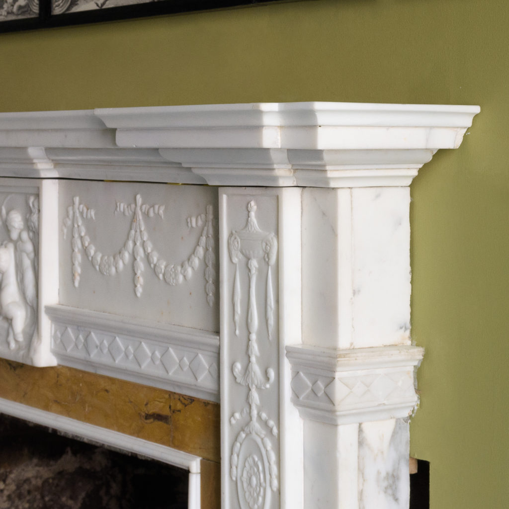 George III style statuary and sienna marble chimneypiece,-112737