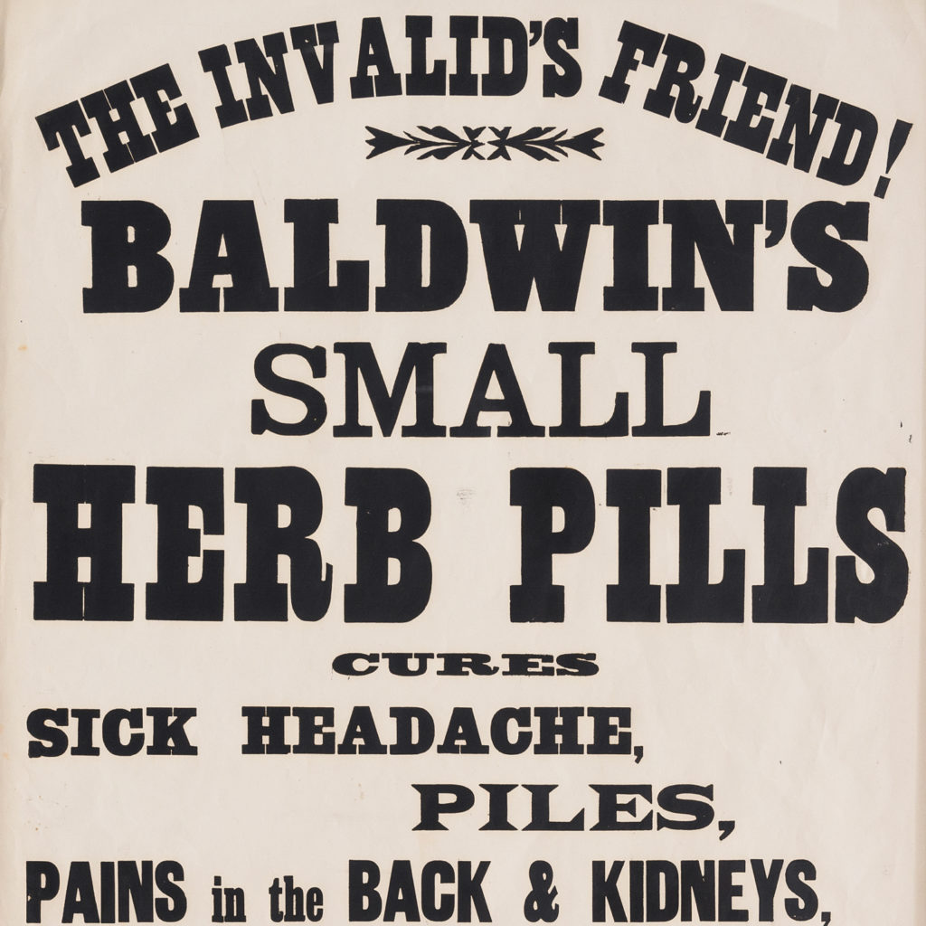 Original chemist shop advertising poster, Baldwin's Small Herb Pills-112640