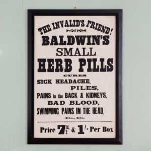 Original chemist shop advertising poster, Baldwin's Small Herb Pills-0