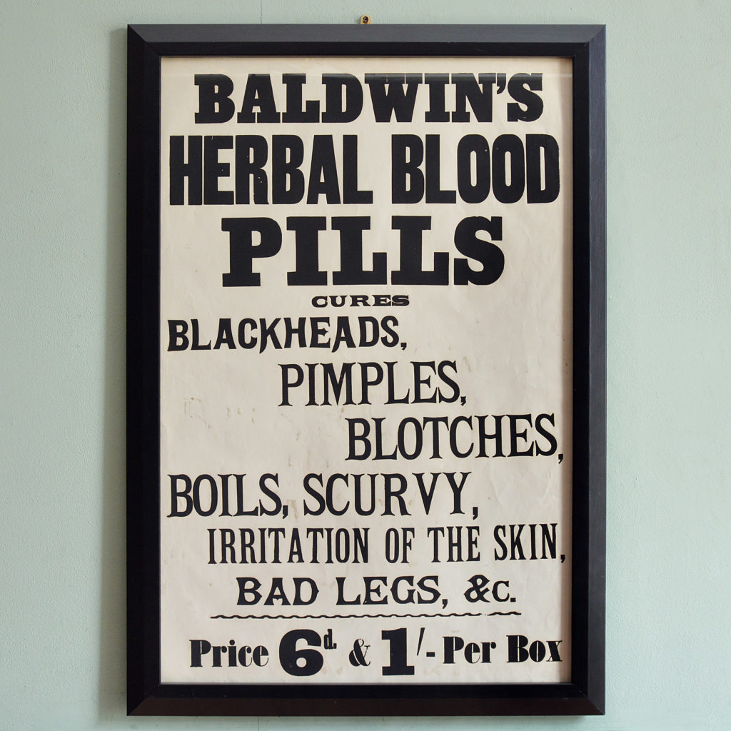 Original chemist shop advertising poster, Baldwin's Herbal Blood Pills-0