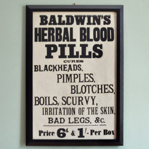 Original chemist shop advertising poster, Baldwin's Herbal Blood Pills-0
