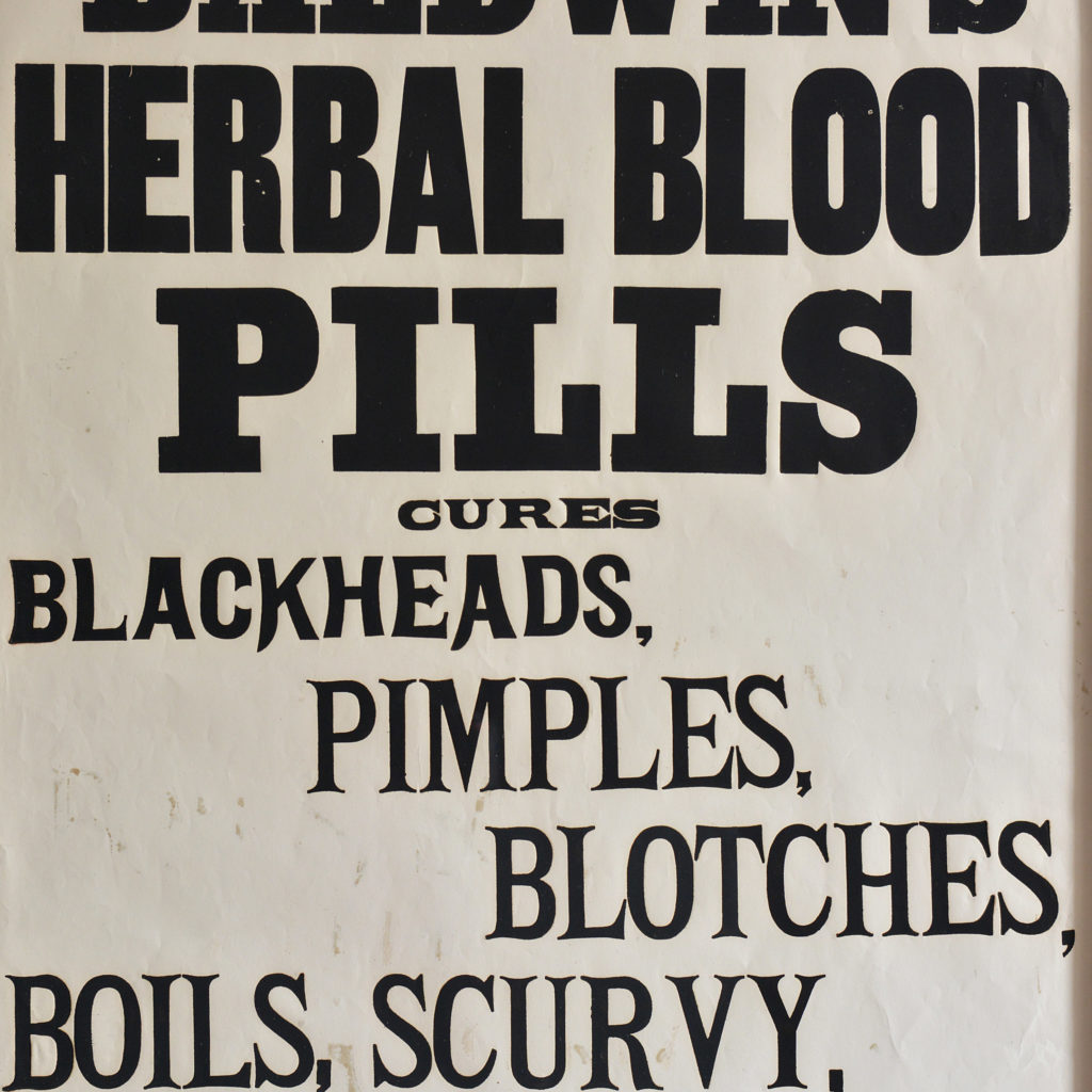 Original chemist shop advertising poster, Baldwin's Herbal Blood Pills-112522