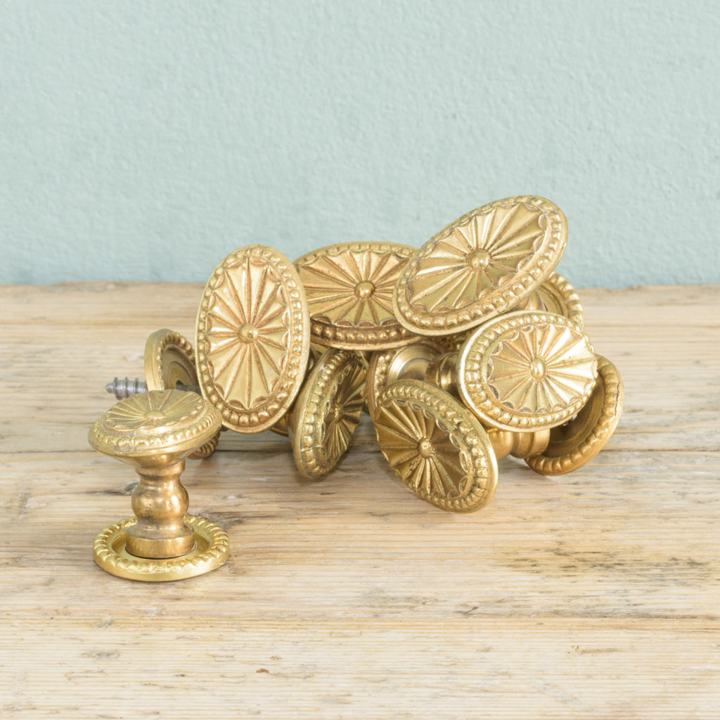 Gilt brass cupboard knobs,-0