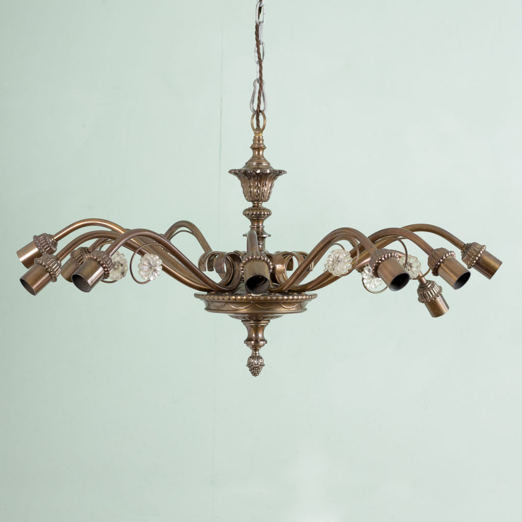 Continental twelve branch bronzed chandelier,-113623