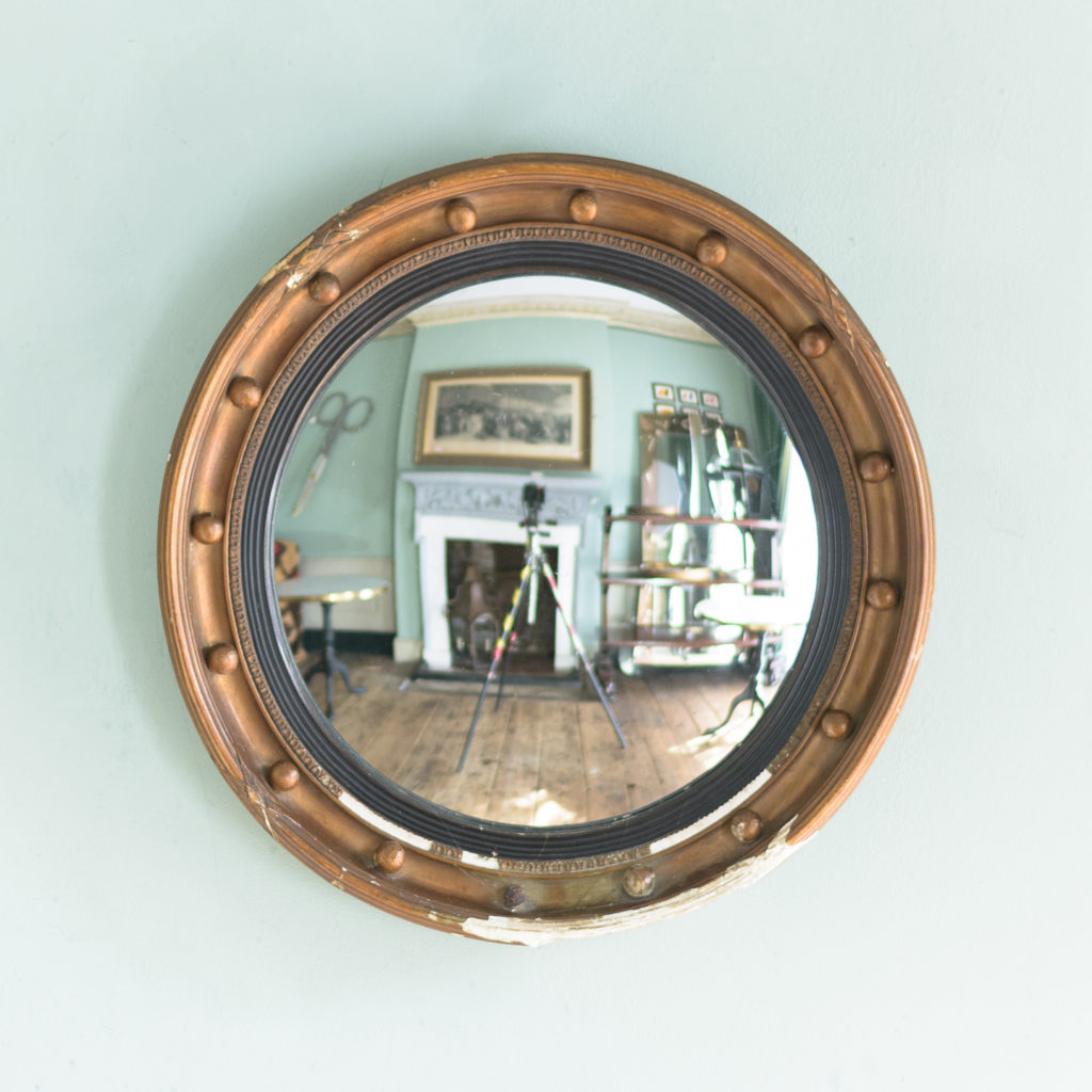 Regency style gilt convex wall mirror,-0