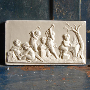 An English relief-cast plaster plaque,-0