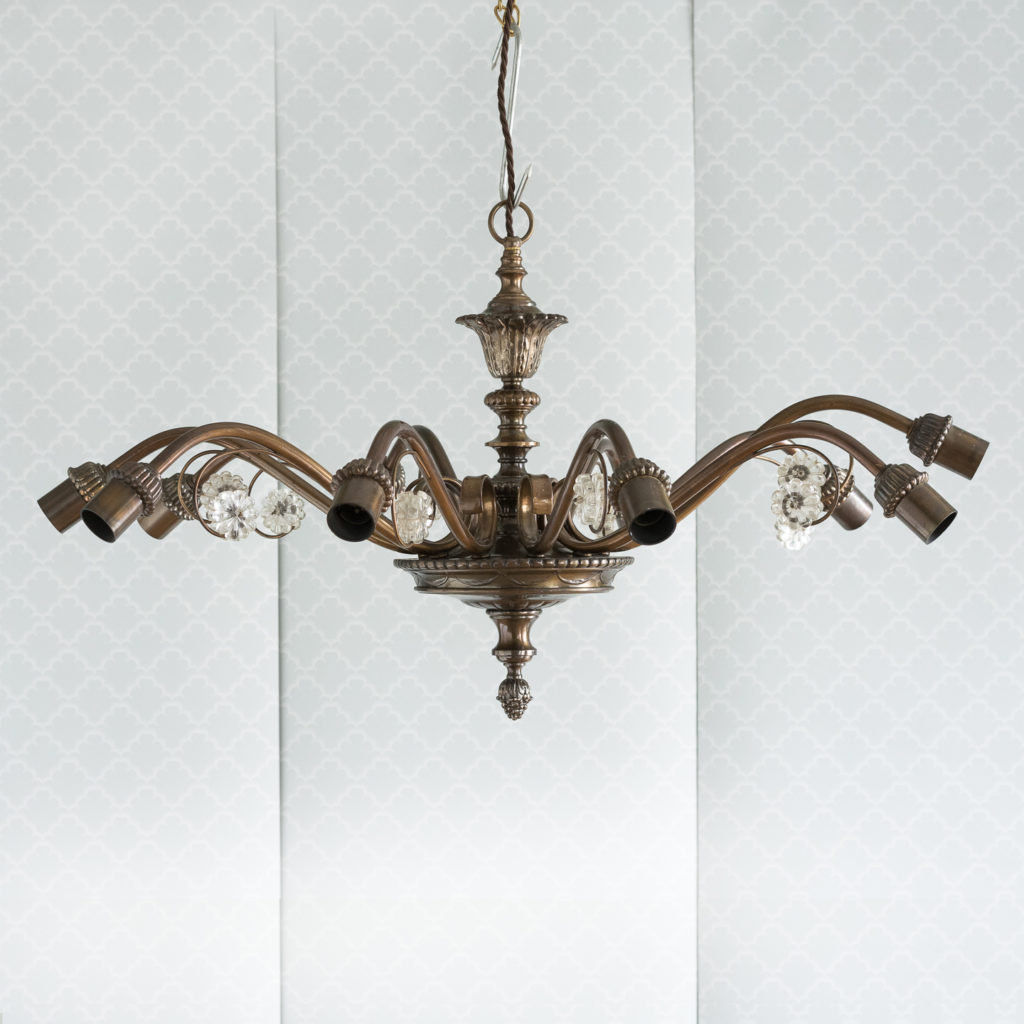 Continental bronzed ten branch chandelier,-0