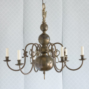 Bronzed Flemish style chandelier,-0