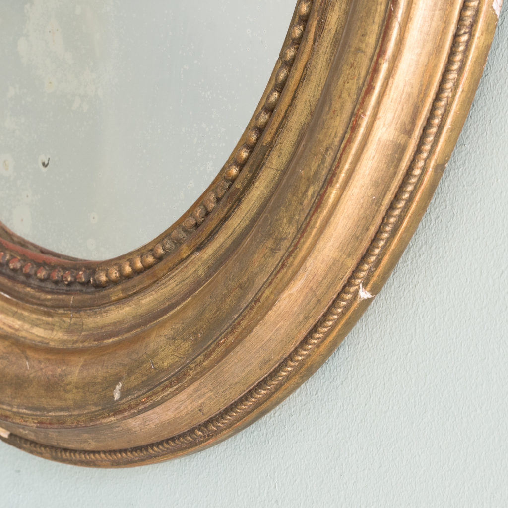 French oval gilt mirror,-114715