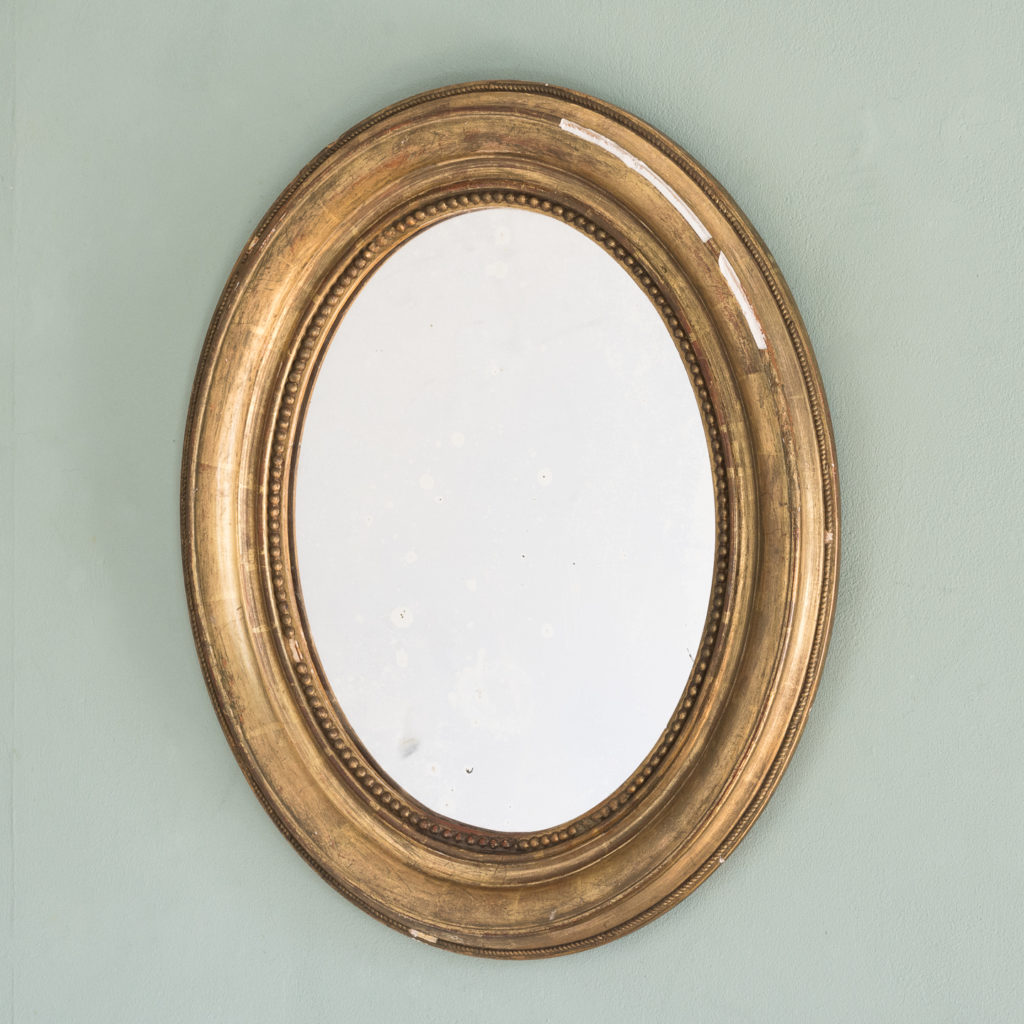 French oval gilt mirror,-114710