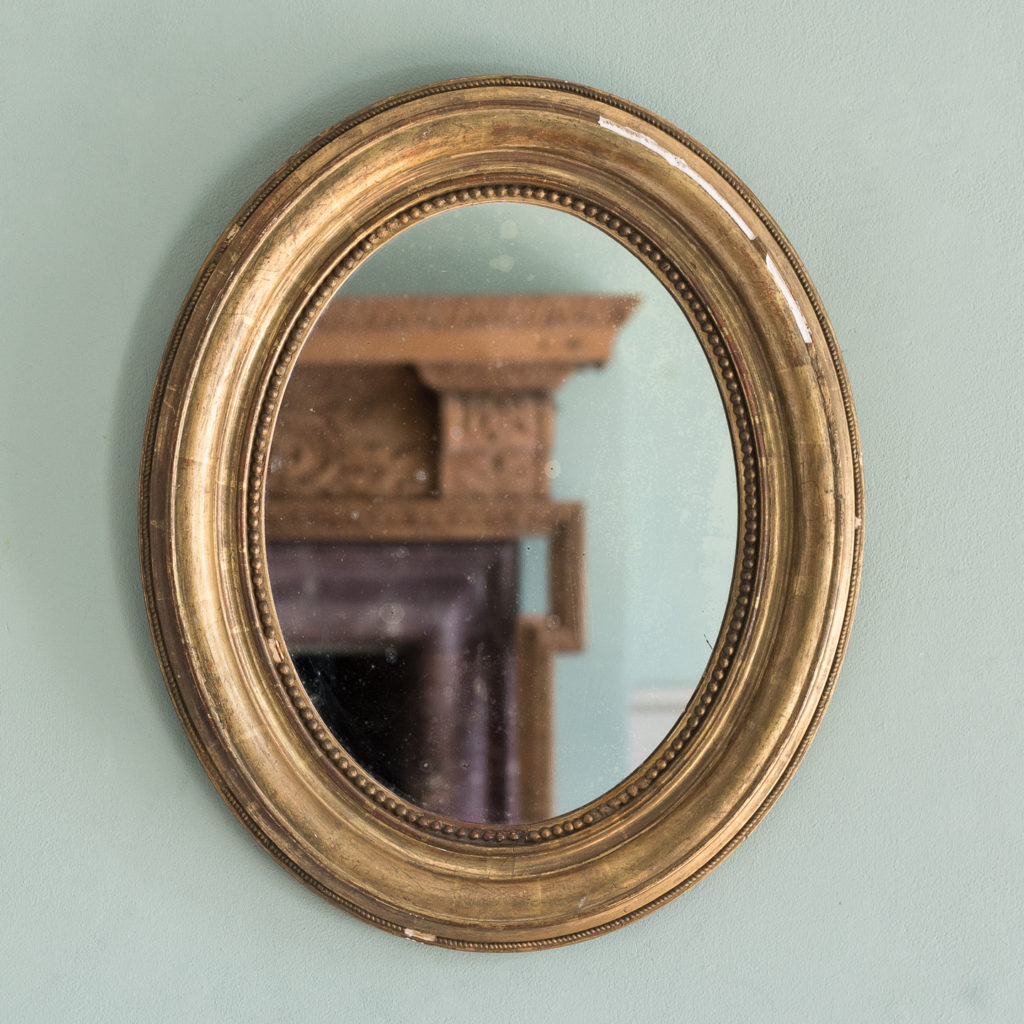 French oval gilt mirror,-0