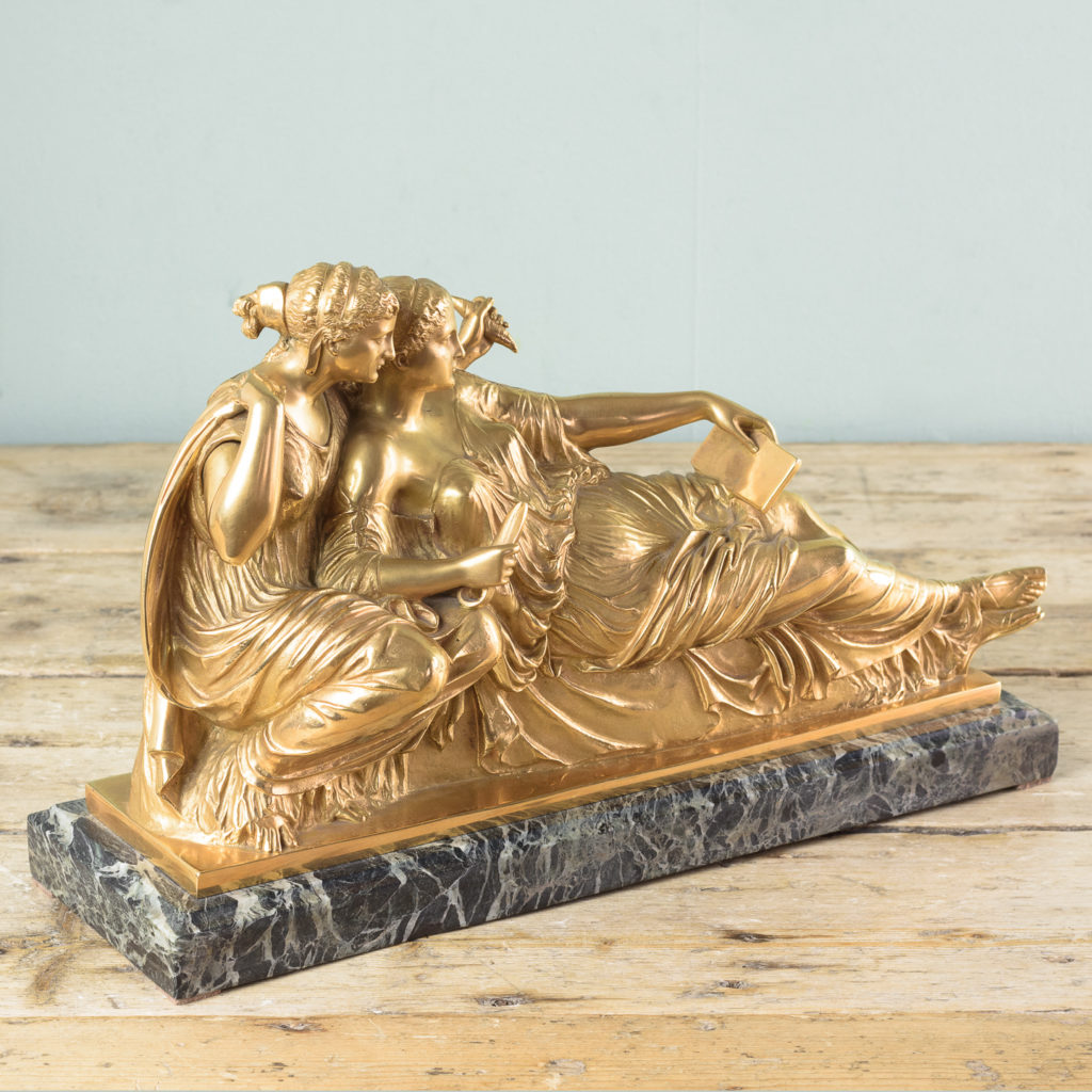 French gilt-bronze model of Les Deux Parques,-114525