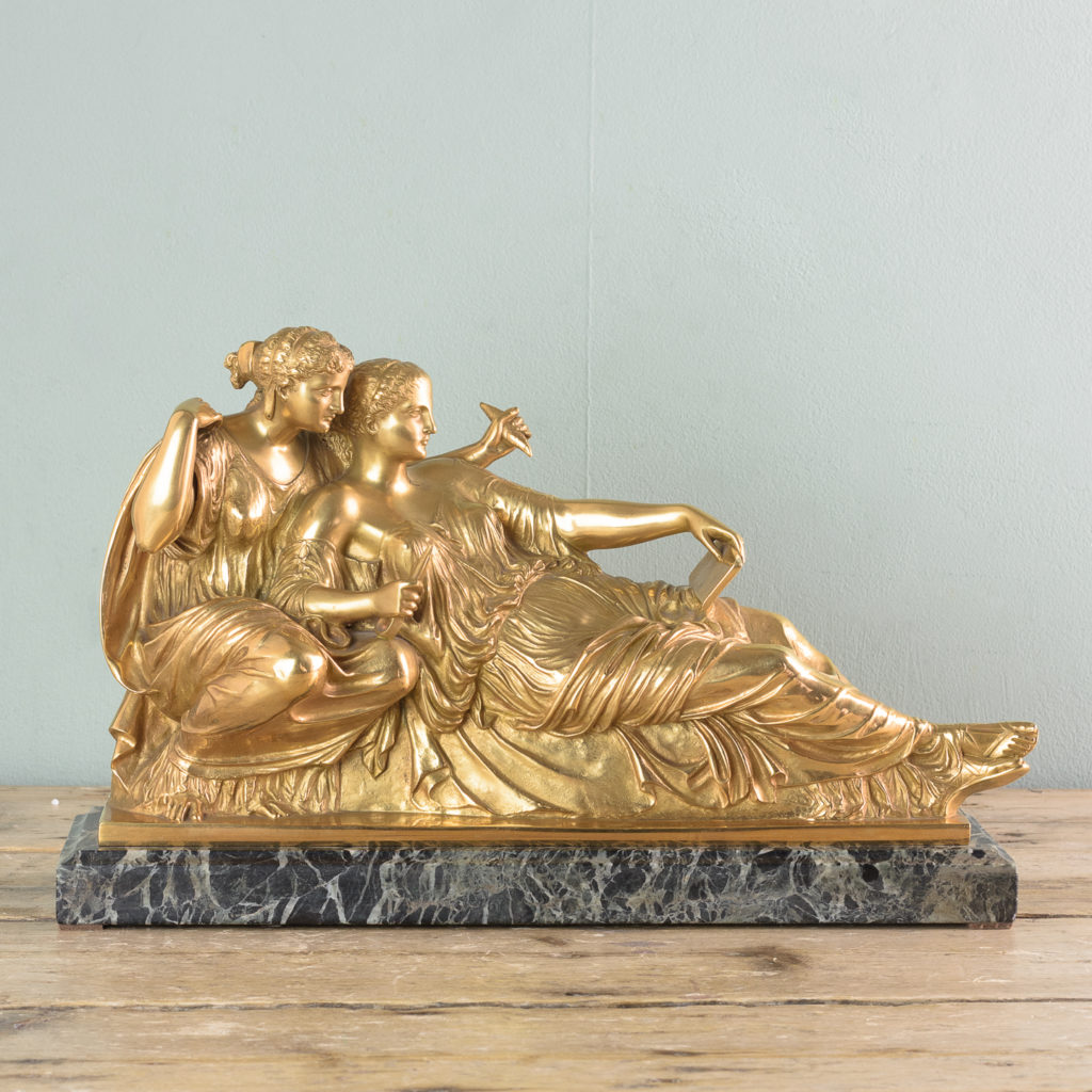 French gilt-bronze model of Les Deux Parques,-0