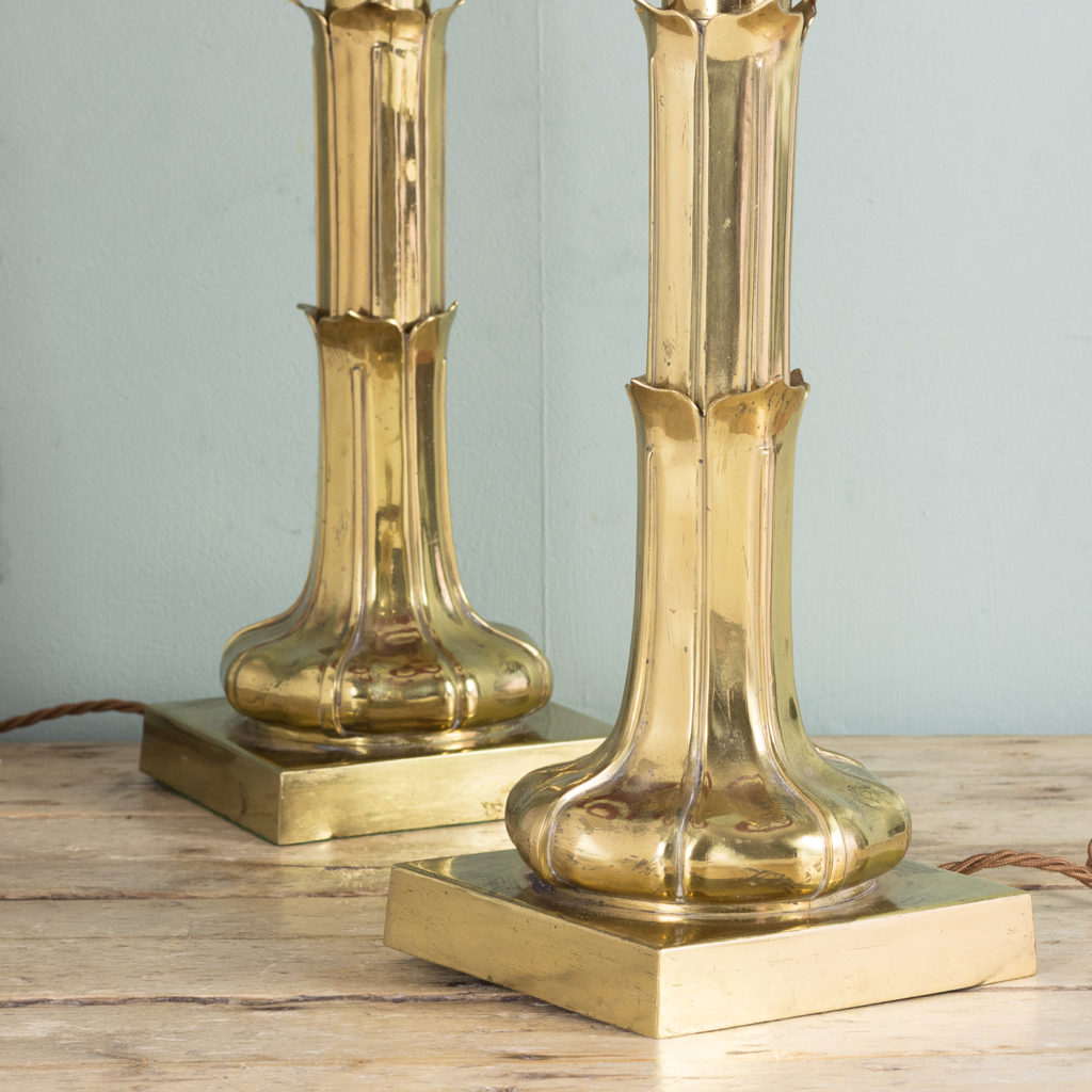 Pair of nineteenth century brass table lamps,-114533