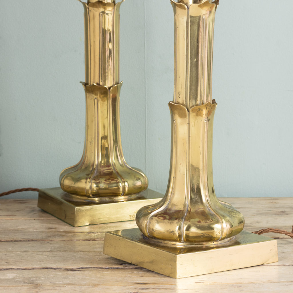 Pair of nineteenth century brass table lamps,-114533