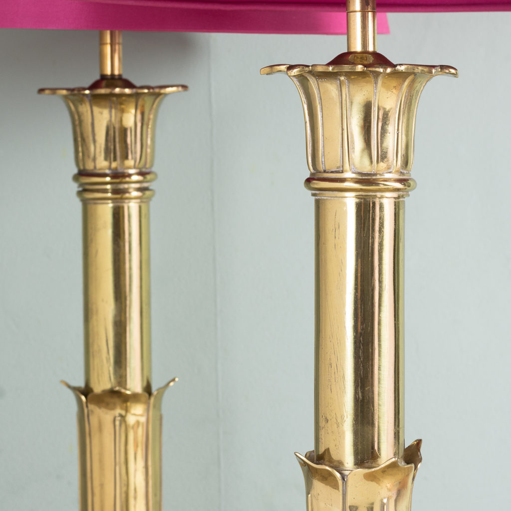 Pair of nineteenth century brass table lamps,-114535