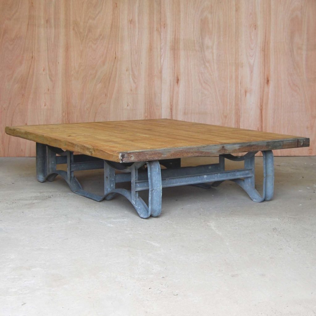 An industrial pine and steel low table-0