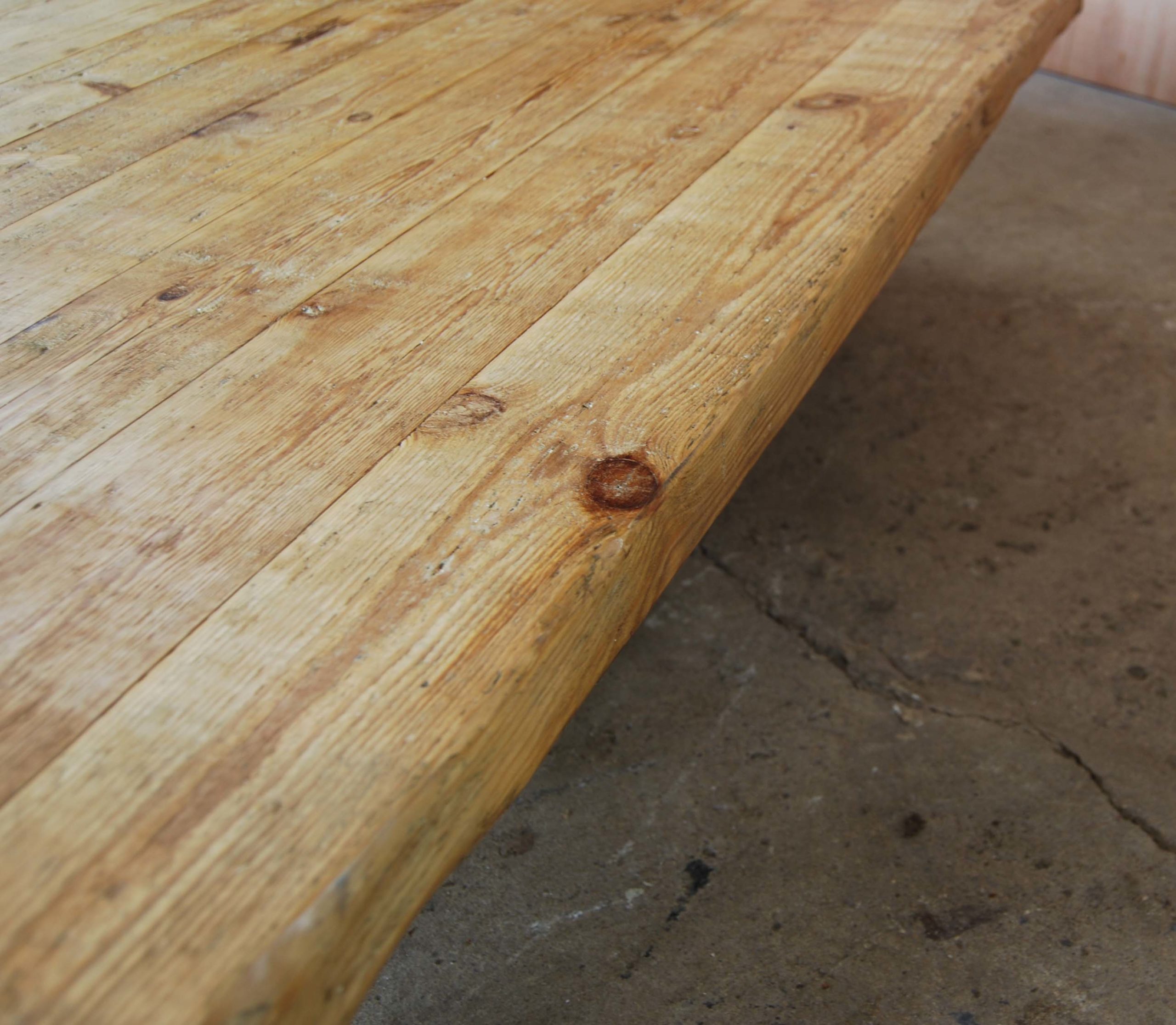 An industrial pine and steel low table-115105