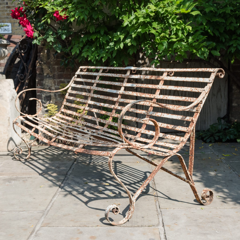 Wrought iron garden bench,-0