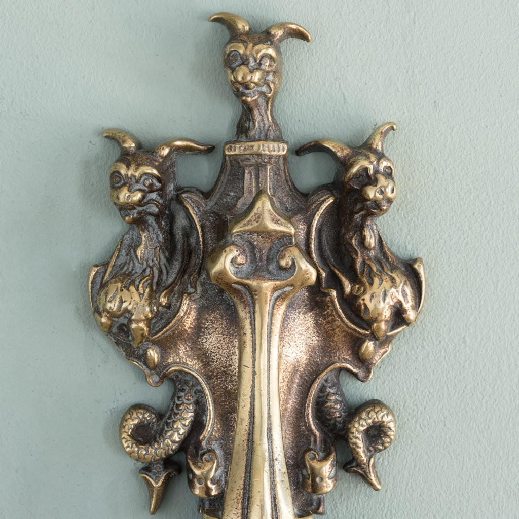 Early Victorian brass door knocker,-115209