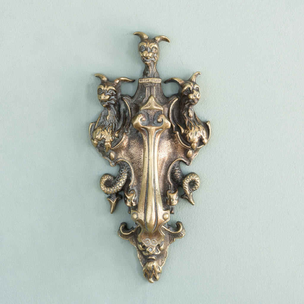 Early Victorian brass door knocker,-0