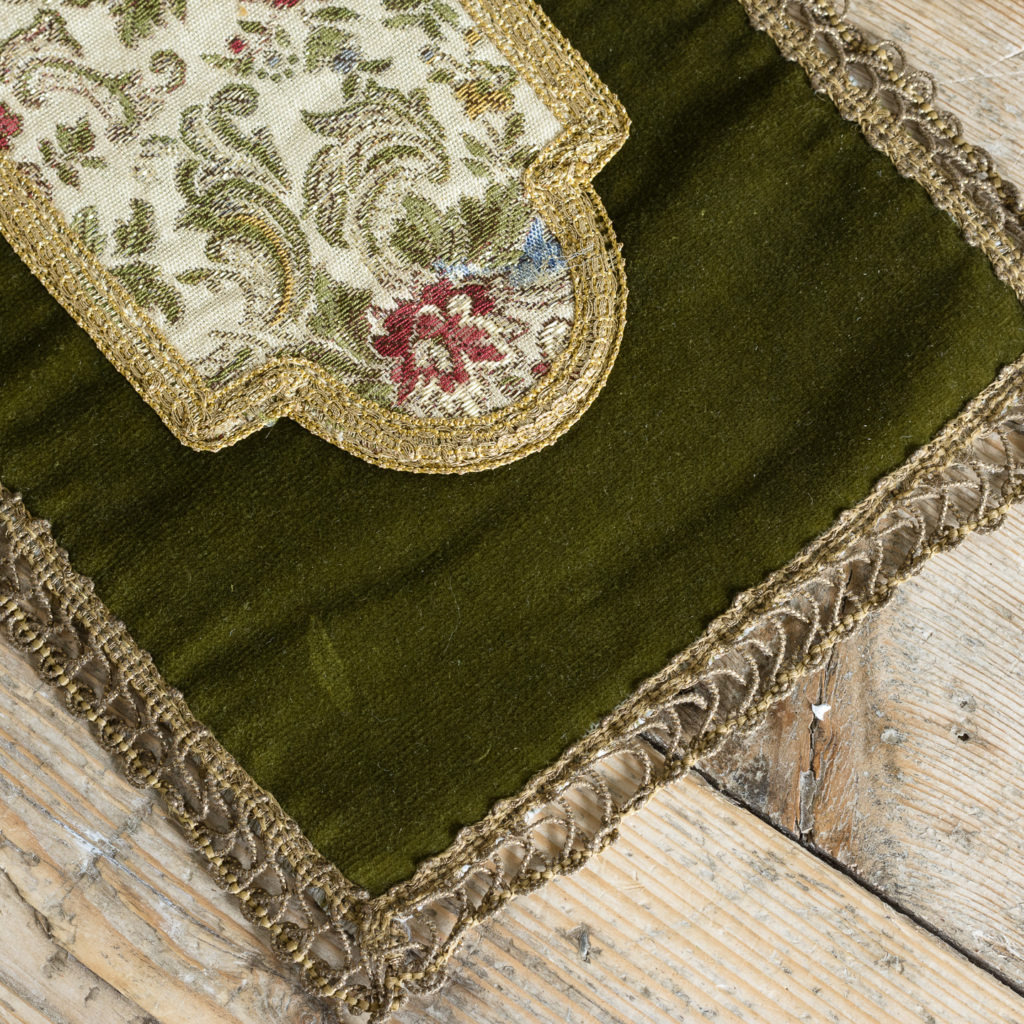 Two green velvet and embroidered table runners,-116019