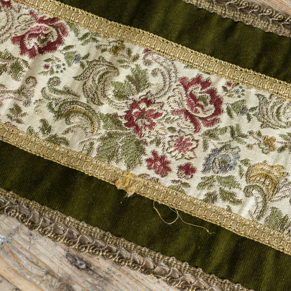 Two green velvet and embroidered table runners,-116026