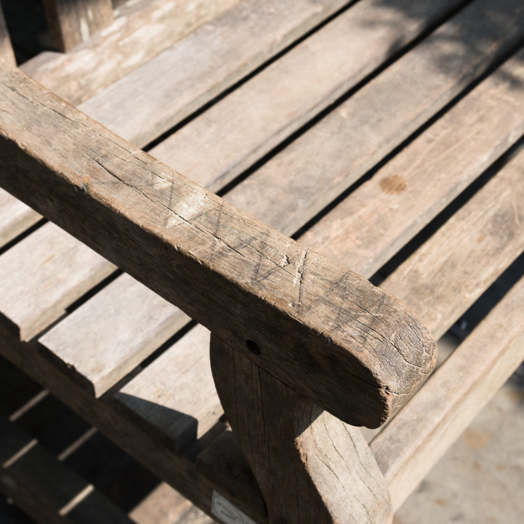 A weathered teak bench,-115992