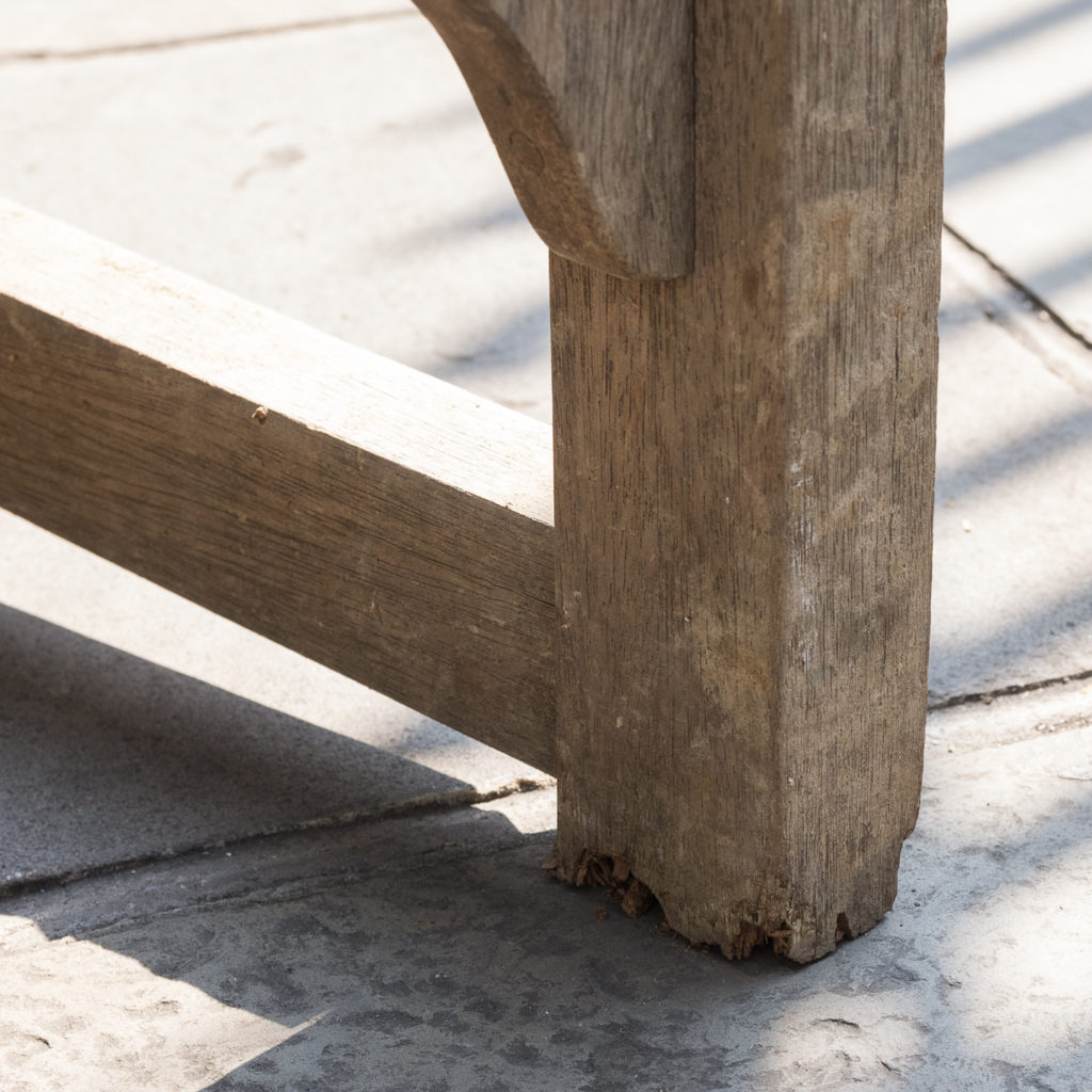 A weathered teak bench,-115995