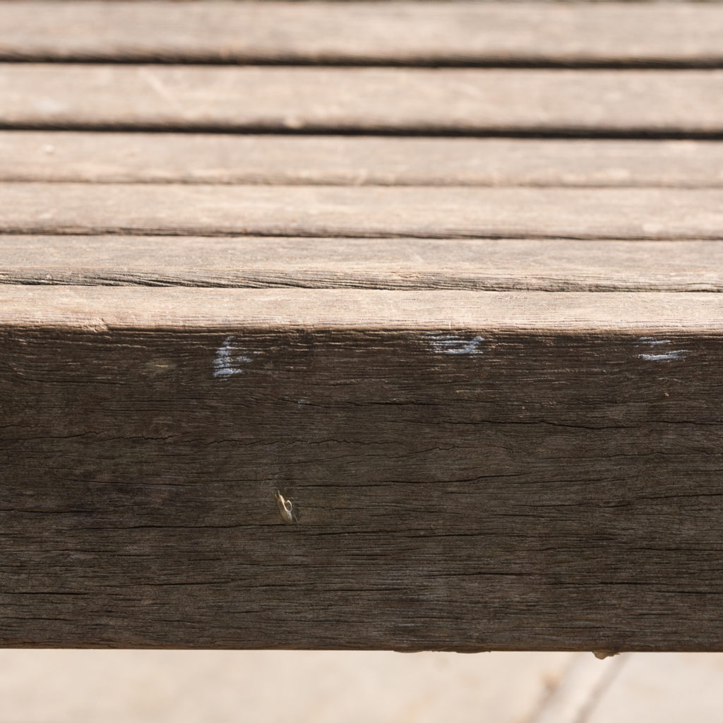 A weathered teak bench,-115994