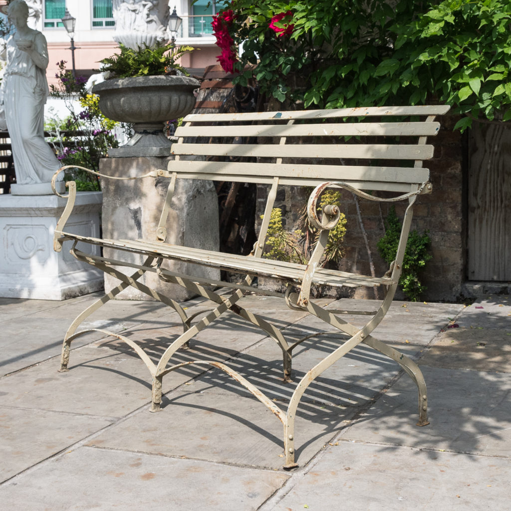 Wrought iron garden bench, -0