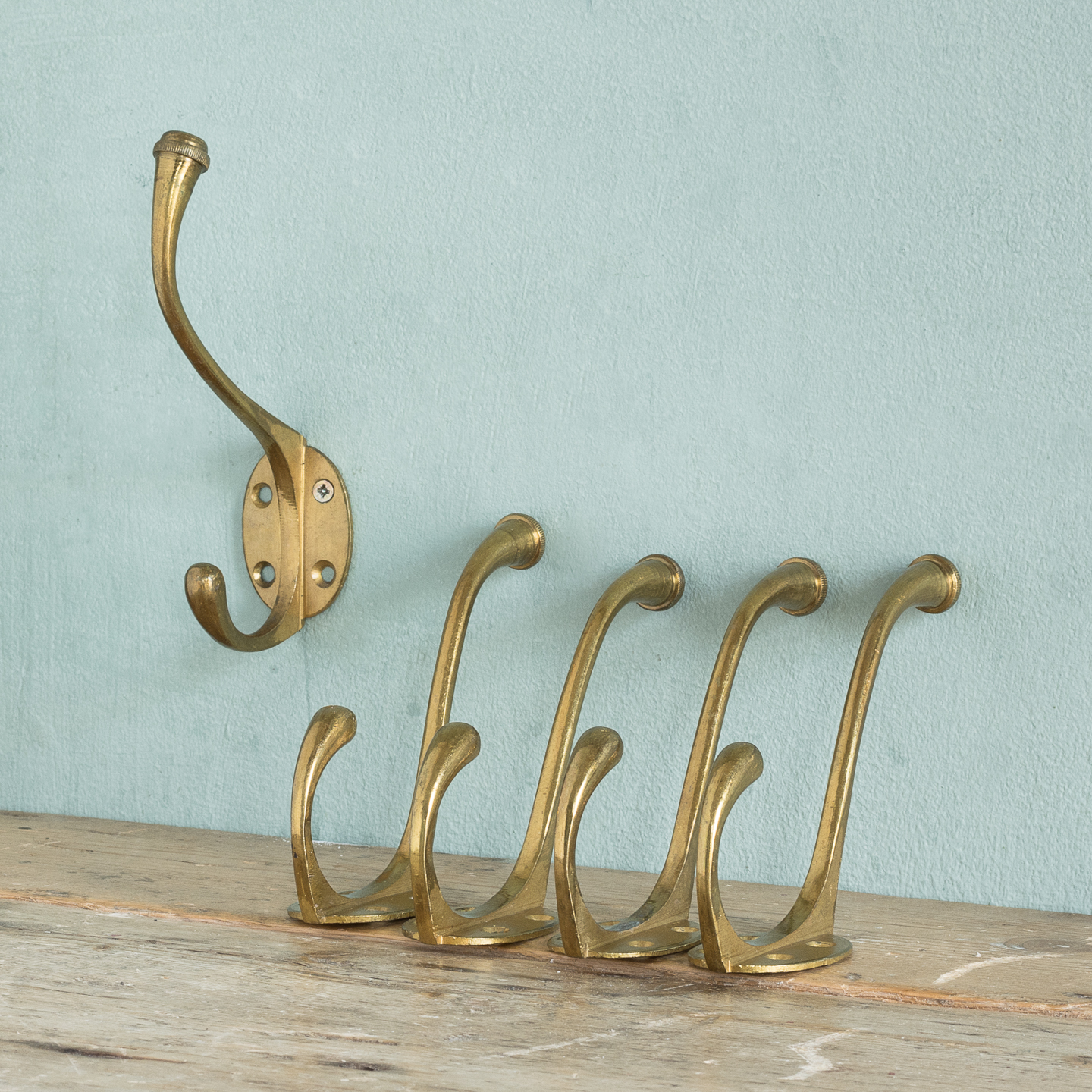 Lacquered brass coat hooks - LASSCO - England's prime resource for