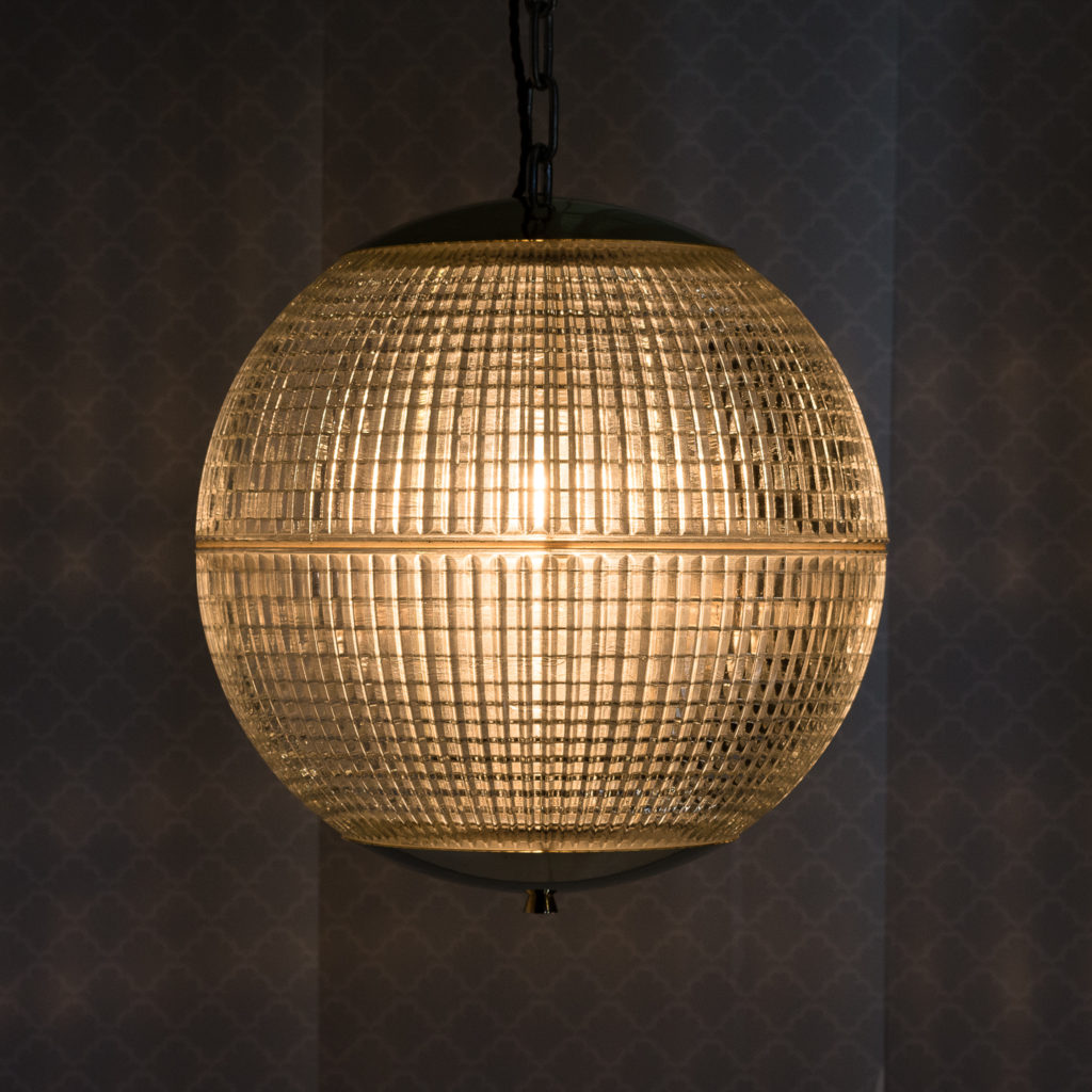 Small French Holophane globe pendant lights,-116968