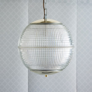 Small French Holophane globe pendant lights,-0