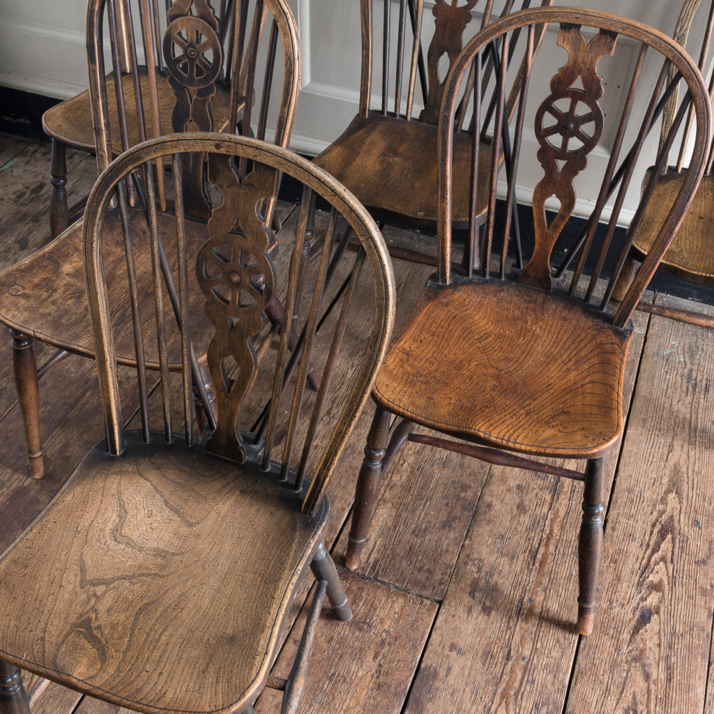 Matched set of six wheel back Windsor chairs,-116753