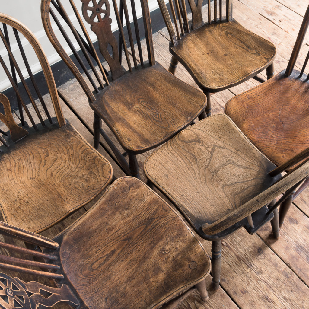 Matched set of six wheel back Windsor chairs,-116739