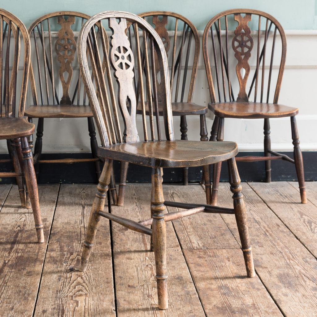 Matched set of six wheel back Windsor chairs,-116747