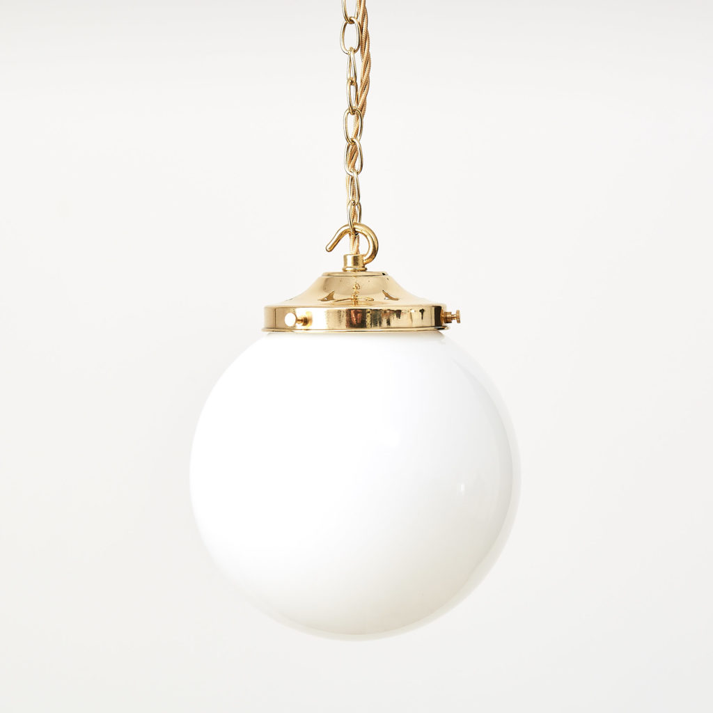 Reclaimed opaline globe pendant light,-0