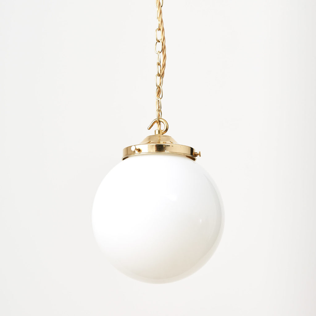 Reclaimed opaline globe pendant light,-117448