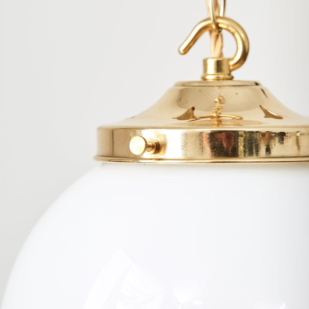 Reclaimed opaline globe pendant light,-117444