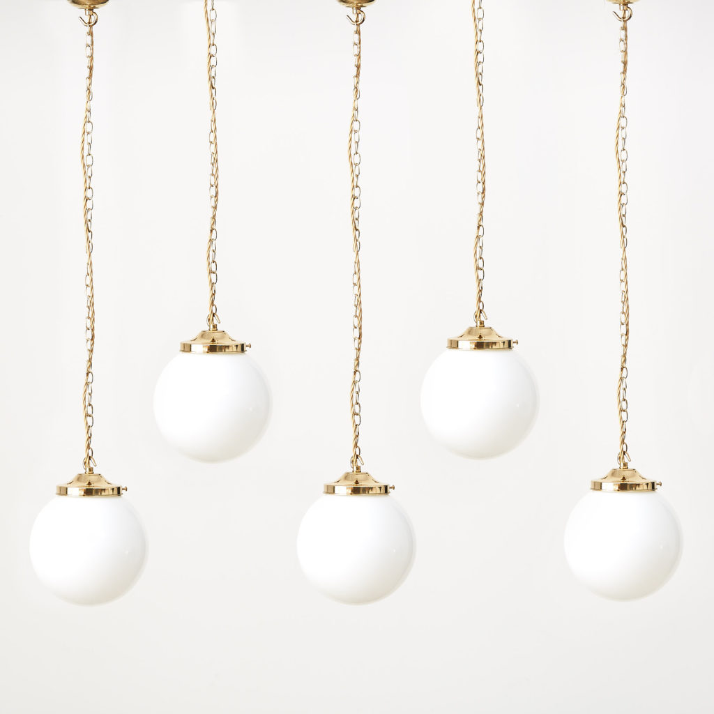Reclaimed opaline globe pendant light,-117447