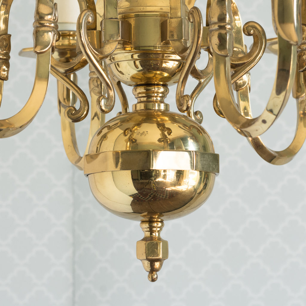 Small six light brass chandelier,-117427