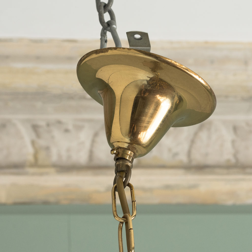 Small six light brass chandelier,-117425