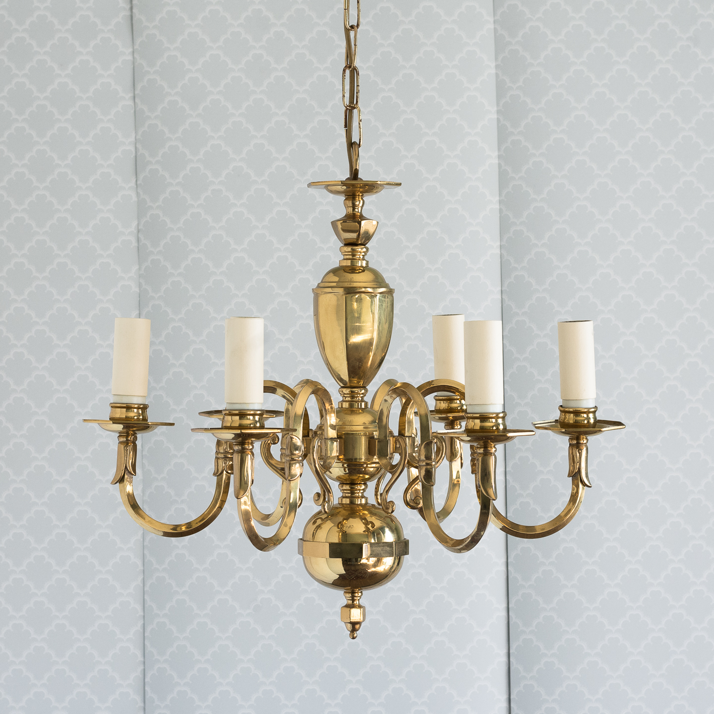 Small six light brass chandelier, - LASSCO - England's prime