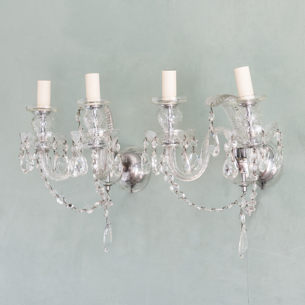 Twin light glass wall sconces,-117929