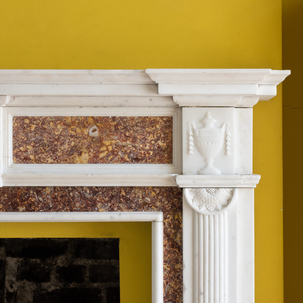 Late eighteenth century statuary and brocatello chimneypiece, -117556