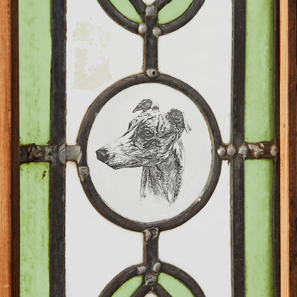 A pair of stained glass panels,-118122