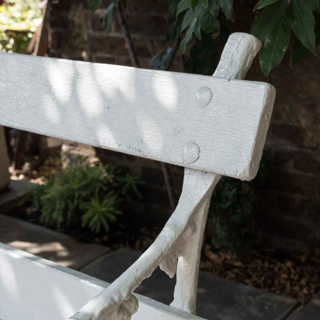 White painted cast iron garden bench,-118577