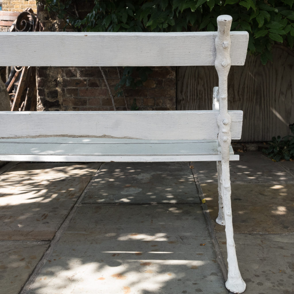 White painted cast iron garden bench,-118583