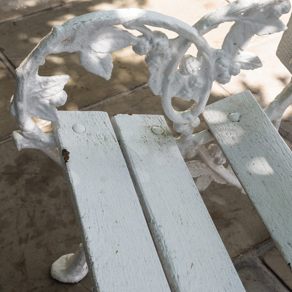 White painted cast iron garden bench,-118580